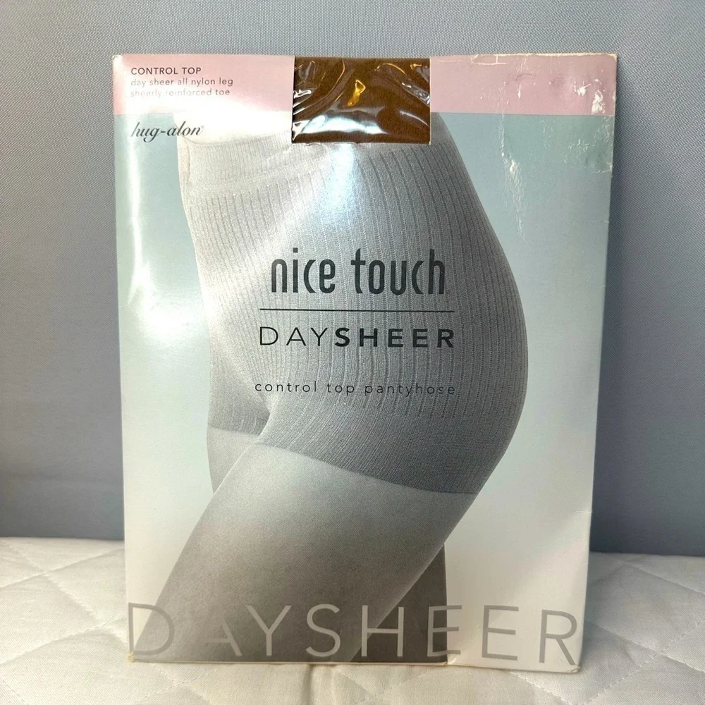 Nice Touch Control Top Reinforced Toe Day Sheer Pantyhose Hosiery Brown Size Reg